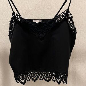 Black Lace Trim Cami Top